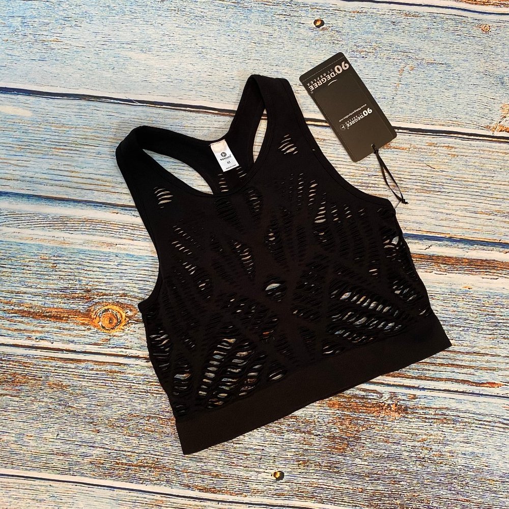 New 90 Degrees by Reflex Black Seamless Crop Top M